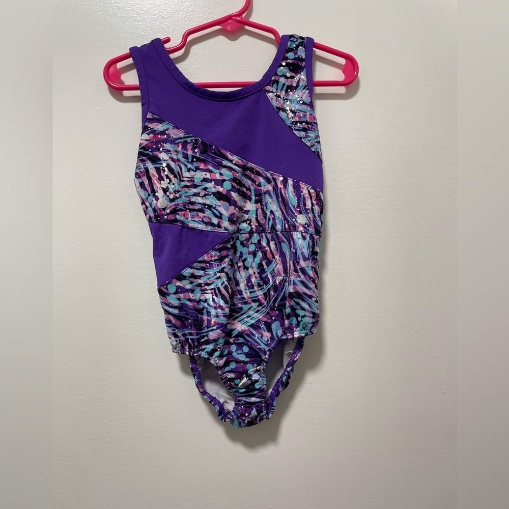 Purple and Multicolor Patterned Leotard